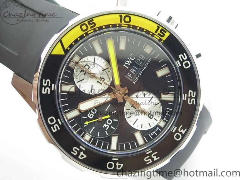 MIROTIME 0117 Aquatimer Chrono IW376702 SS BLS 1:1 Best Edition Black Dial on Black Rubber Strap A WellDesigned 7105